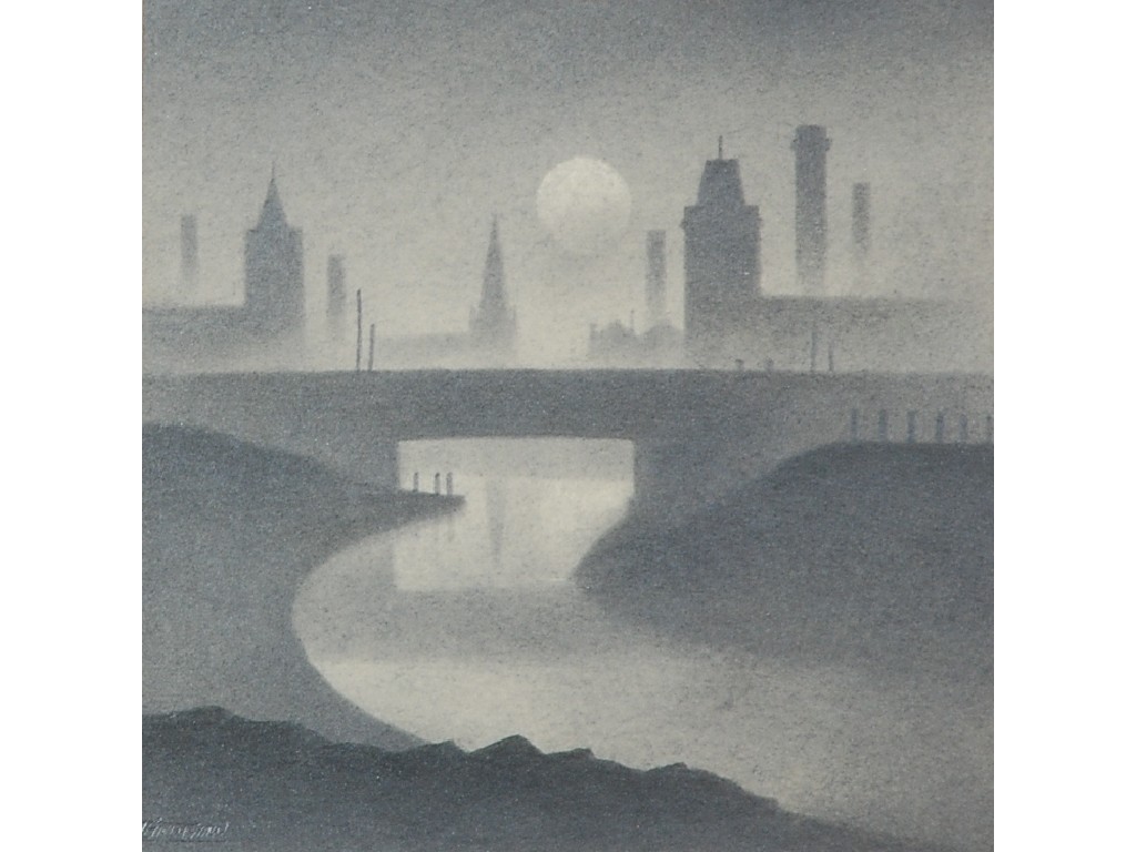 Appraisal: TREVOR GRIMSHAW - PENCIL DRAWING View of an industrial town