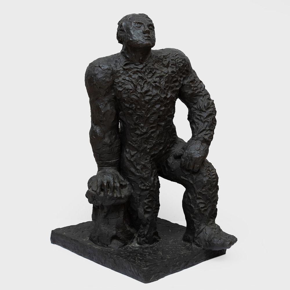 Appraisal: Sandro Chia b Kneeling Man Bronze with black patina signed