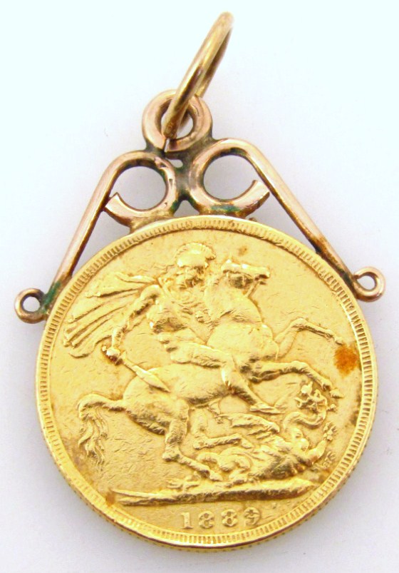 Appraisal: A Victorian gold full sovereign dated attached to a soldered