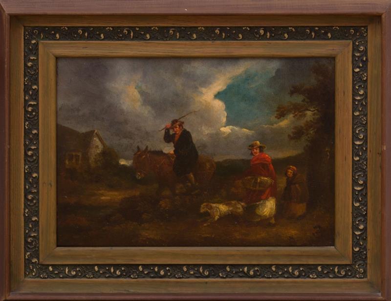 Appraisal: GEORGE MORLAND - A COUNTRY SCENE Oil on paperboard signed