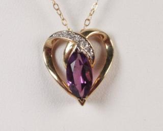 Appraisal: K YELLOW GOLD DIAMOND AND AMETHYST PENDANT K YELLOW GOLD