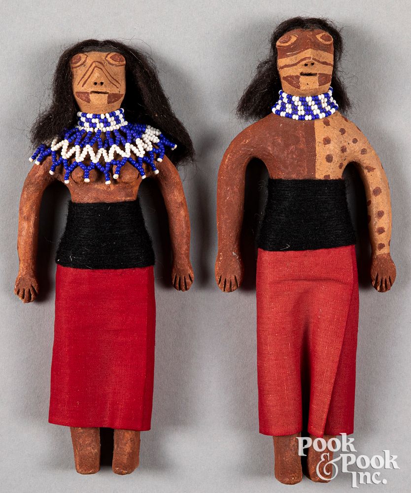 Appraisal: Pair of Mojave Indian clay pottery dolls Pair of Mojave