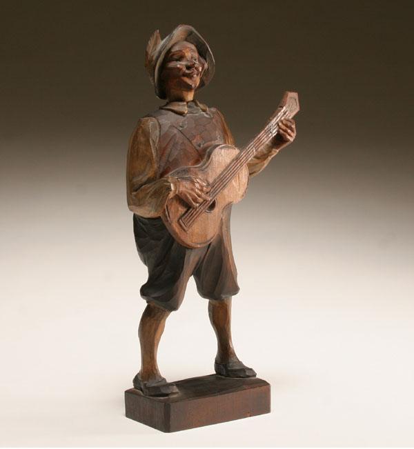 Appraisal: German guitar playing whistler carved automaton H Good working condition