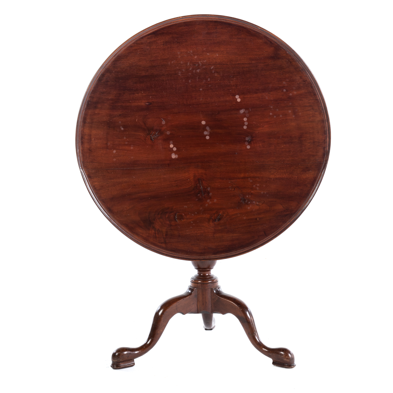 Appraisal: AMERICAN CHIPPENDALE MAHOGANY TILT-TOP TABLE Circa - circular dish top