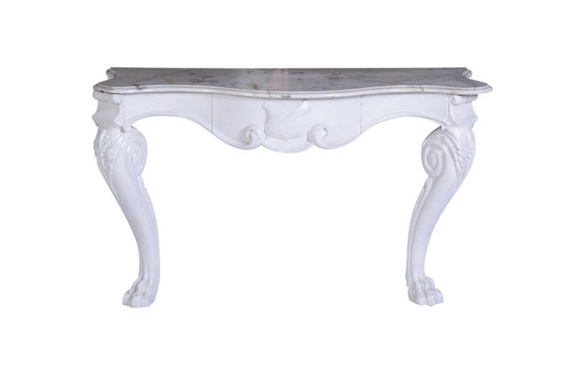 Appraisal: A Victorian serpentine-fronted console table The Carrara marble top above