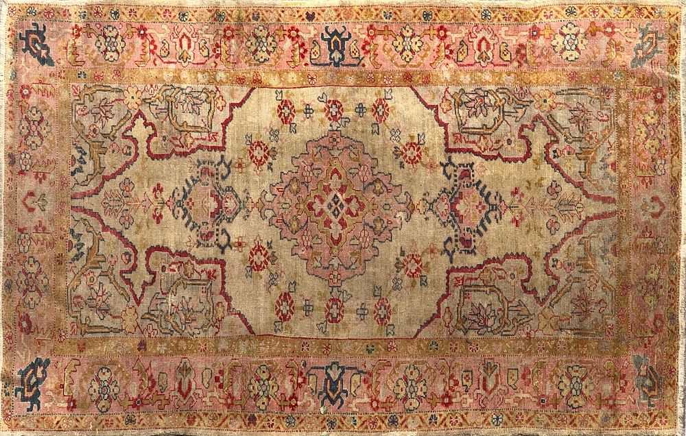 Appraisal: Vintage Hand Woven Turkish Oushak Carpet Vintage Hand Woven Turkish