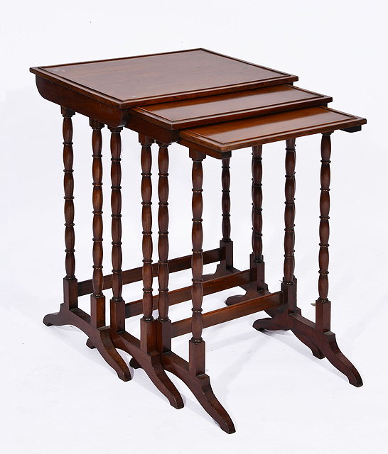 Appraisal: A GRADUATED SET OF THREE TH CENTURY MAHOGANY OCCASIONAL TABLES