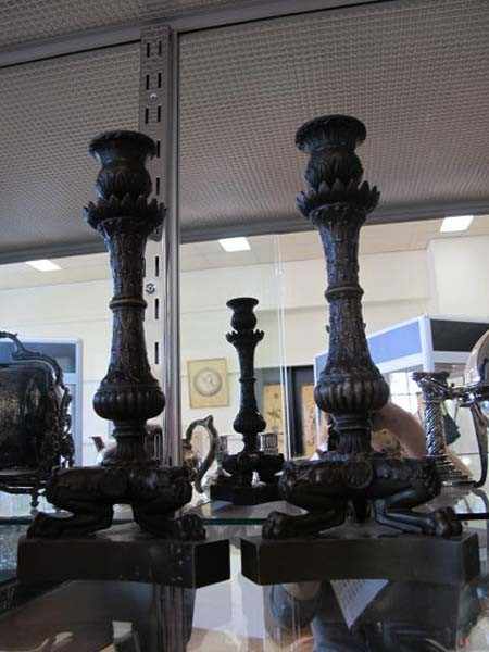 Appraisal: PAIR OF TH CENTURY CAST BRONZE CANDLE STICKS