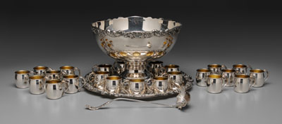 Appraisal: Silver-Plated Punch Set punch bowl - x - in matching