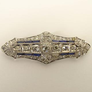 Appraisal: Art Deco Approx Carat Old European Cut Diamond Sapphire and