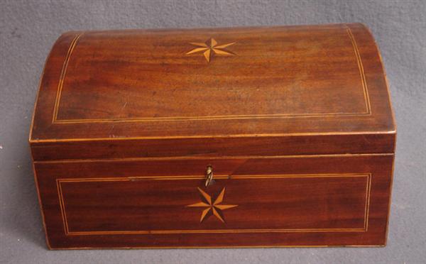 Appraisal: Georgian line and compass star inlaid mahogany dome lid document