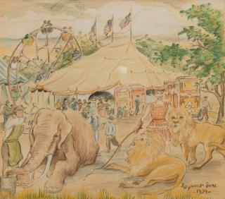 Appraisal: REYNOLDS BEAL American REYNOLDS BEAL American - CIRCUS LIONS AND