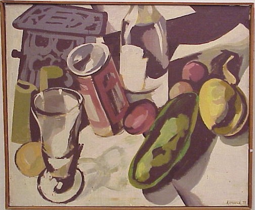 Appraisal: Keraack th C oil on canvas still life of glass