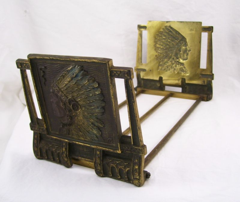 Appraisal: Cast Brass Bookholder Folding bookholder with end plates with an