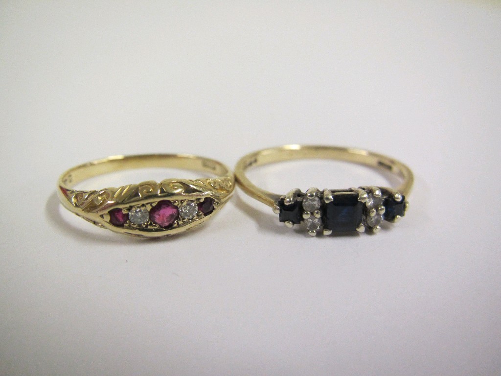 Appraisal: Lot comprising a ct gold ruby and diamond five stone