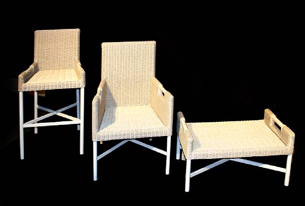 Appraisal: A group of Thomas Pheasant outdoor furniture comprising a lounge