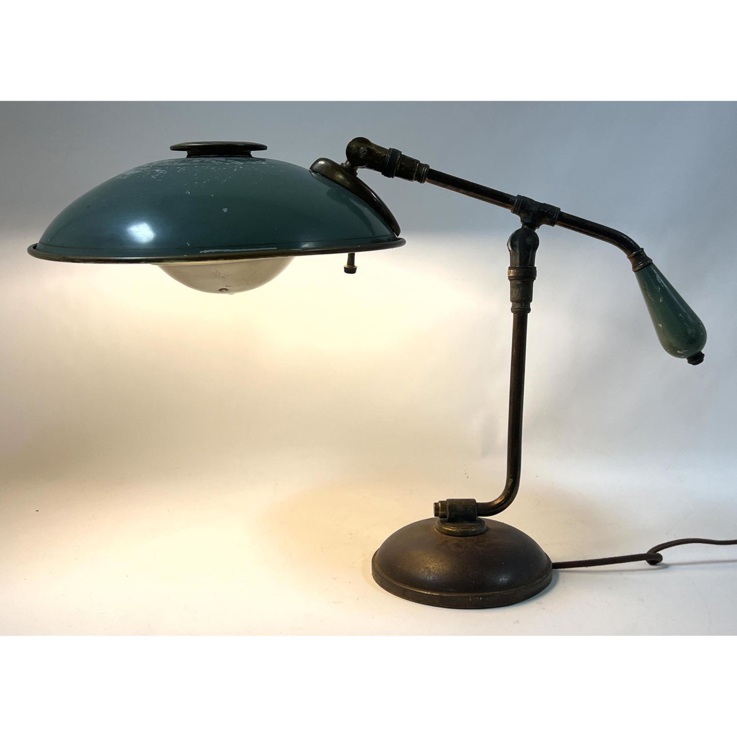 Appraisal: Vintage Art Deco era Desk Table Lamp Green Saucer Shade