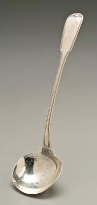 Appraisal: James Conning coin silver ladle fiddle and thread handle round