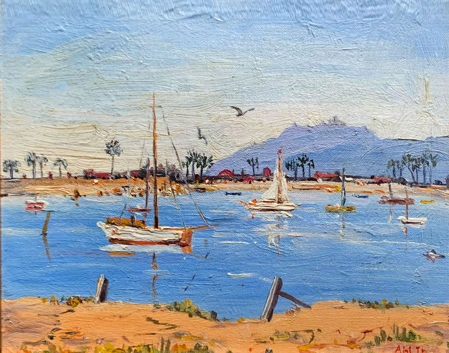 Appraisal: AHL Henry Curtis American - ''San Diego Harbor California'' Oil