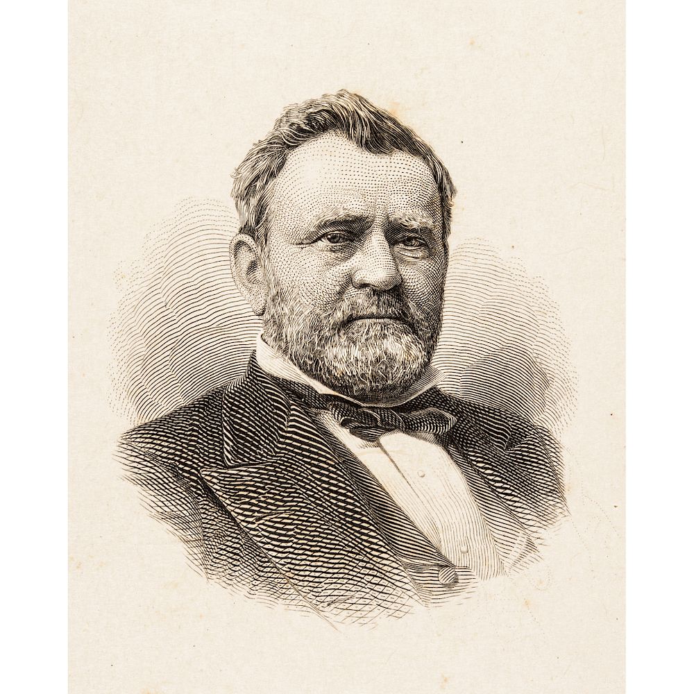 Appraisal: President Ulysses S Grant Engraved Portrait Die Sunk Vignette on