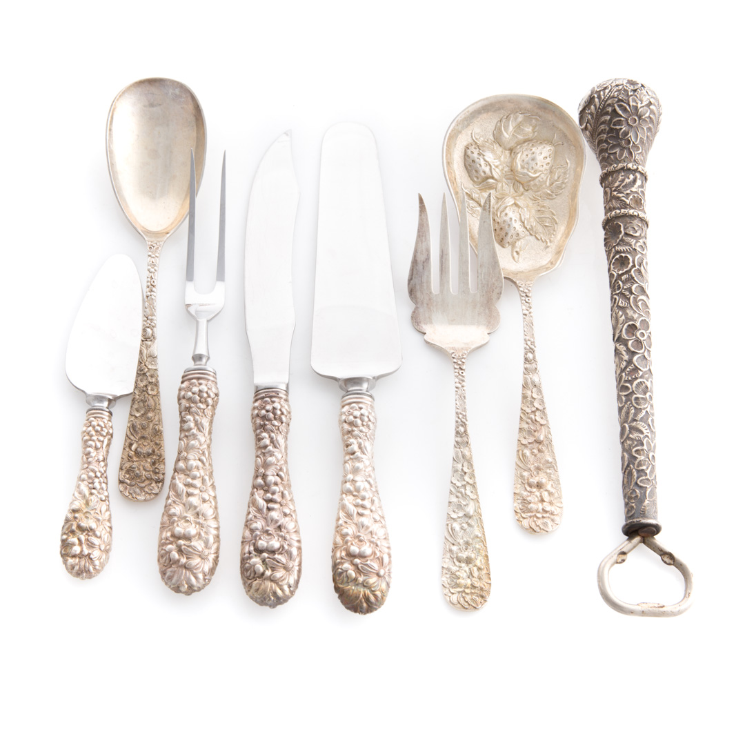 Appraisal: Stieff Rose sterling silver serving pieces comprising berry spoon serving