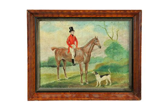 Appraisal: FOX HUNTER AND DOG EUROPEAN SCHOOL LATE TH CENTURY Oil