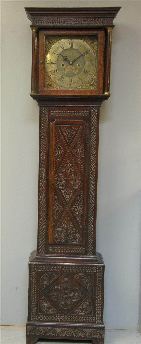 Appraisal: th century carved oak longcase clock with eight day twin-train