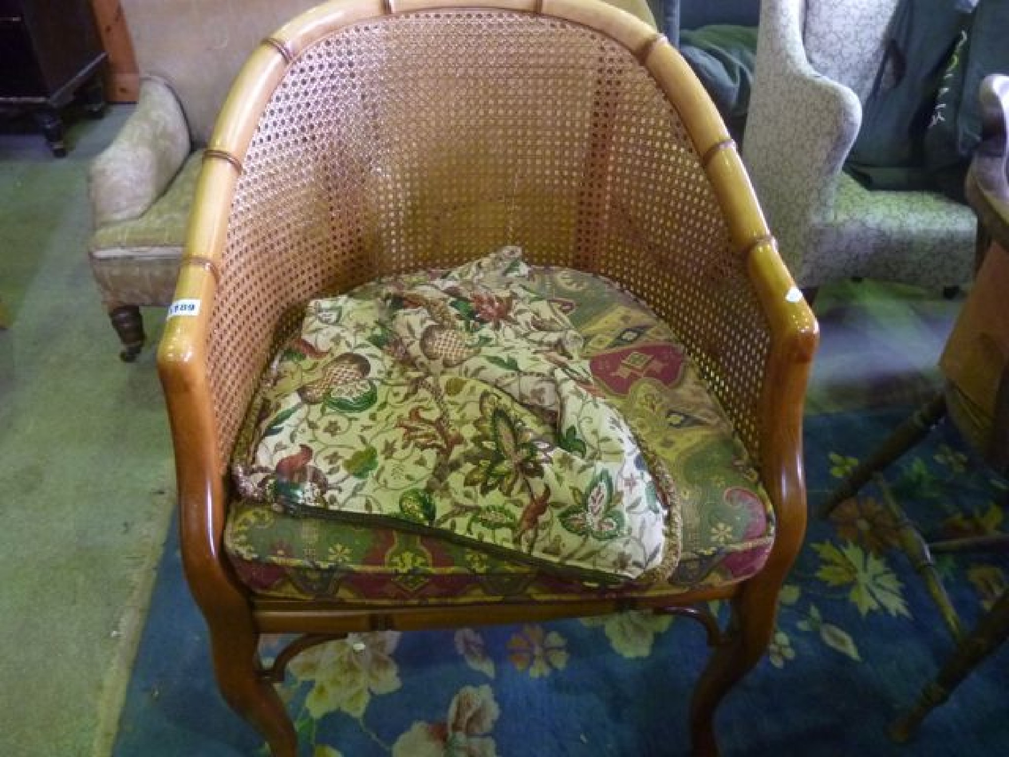 Appraisal: A tub chair with cane panelled seat and back within