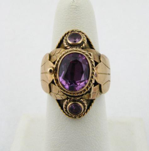 Appraisal: K Yellow Gold Amethyst Poison Ring with approximately mm x