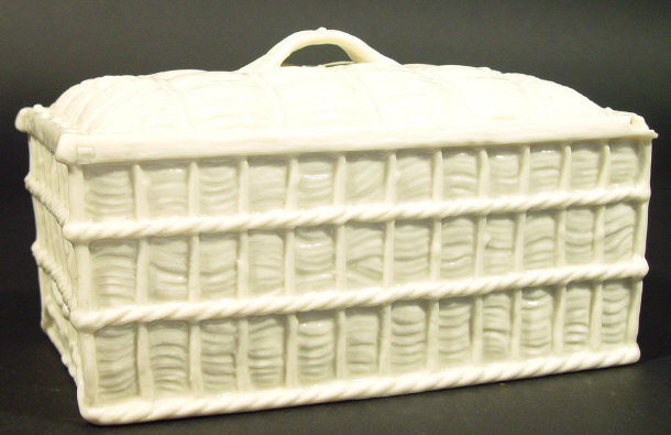 Appraisal: Belleek first period porcelain biscuit box and cover with relief