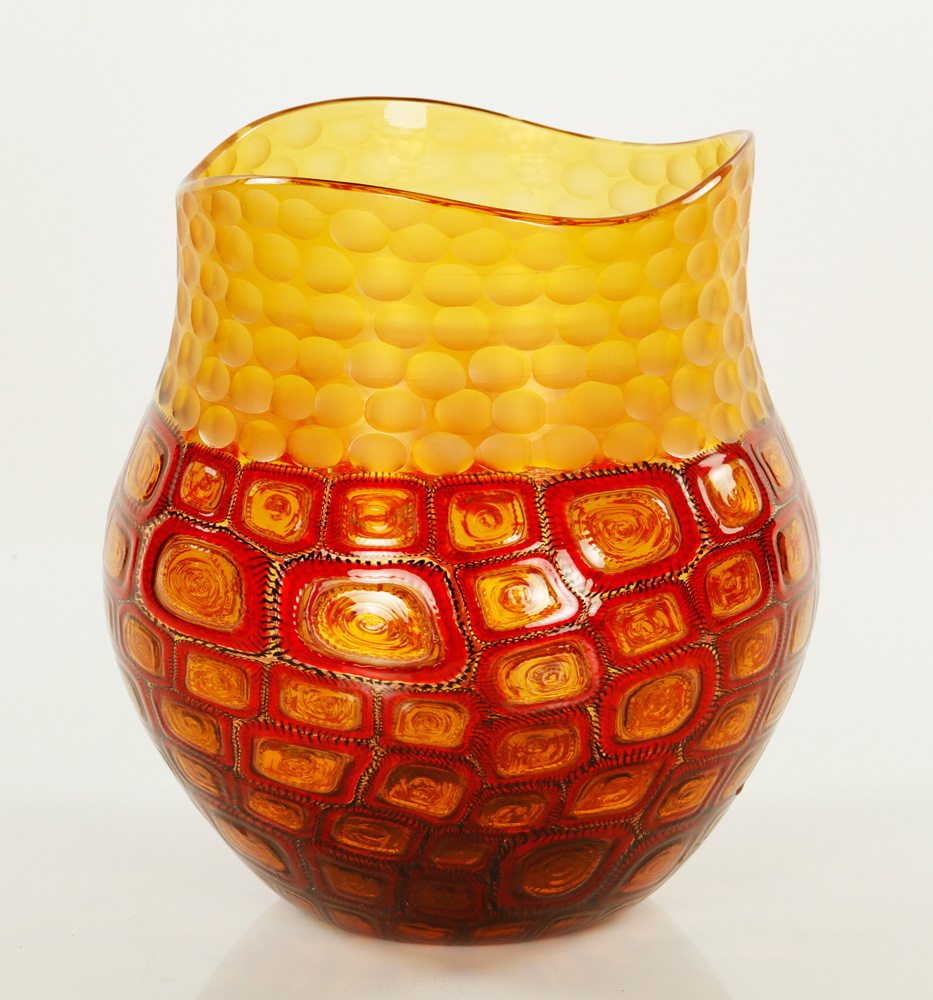 Appraisal: - Italian Glass Vase Italian vase passada effect glass h