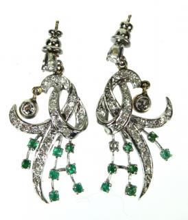 Appraisal: A Lady's Karat Diamond Emerald Earrings A Lady's Karat Diamond