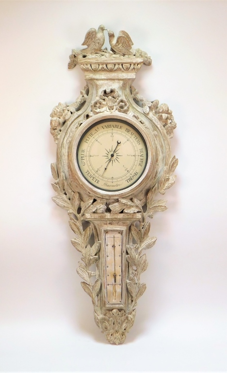 Appraisal: FRENCH LOUIS XV STYLE AVIAN CARVED WOOD BAROMETER France th