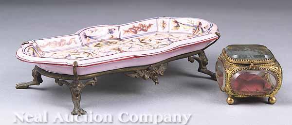 Appraisal: A French Etched Glass and Gilt Metal Jewelry Casket th