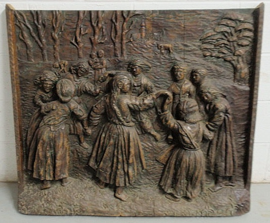 Appraisal: Continental wood carving of people dancing a ring dance h