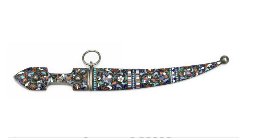 Appraisal: Eastern European cloisonne enamel silver daggerpossibly russian early th century