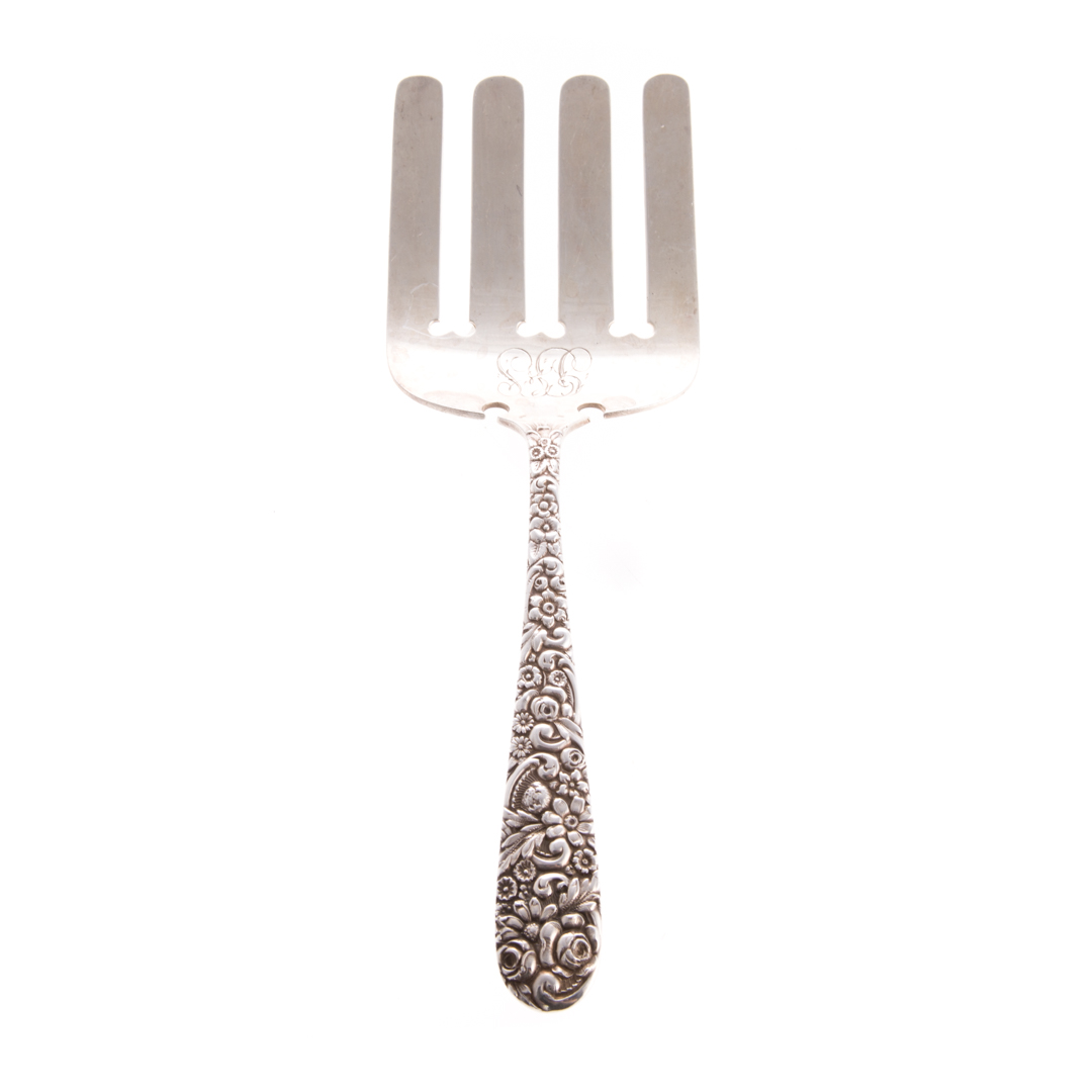 Appraisal: Jenkins Jenkins sterling asparagus fork repousse solid sterling silver asparagus