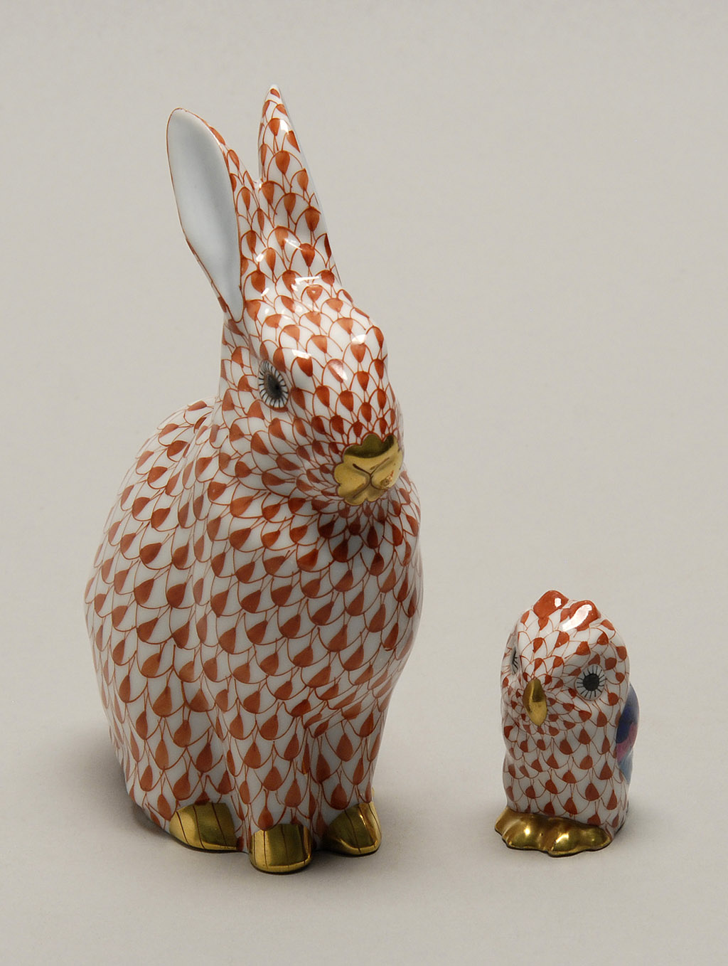 Appraisal: TWO HEREND PORCELAIN ANIMALS A rabbit height and an owl