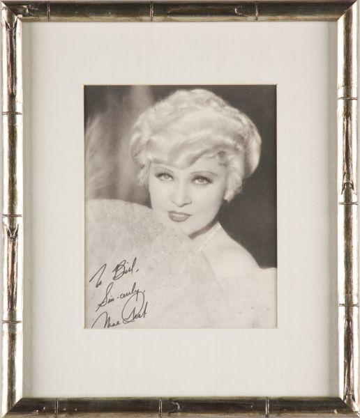 Appraisal: Mae West Inscribed Photograph To Bill Sincerely Mae West matted