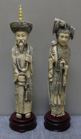 Appraisal: Pair of Vintage Antique Chinese Carvings of theEmperor and Empress