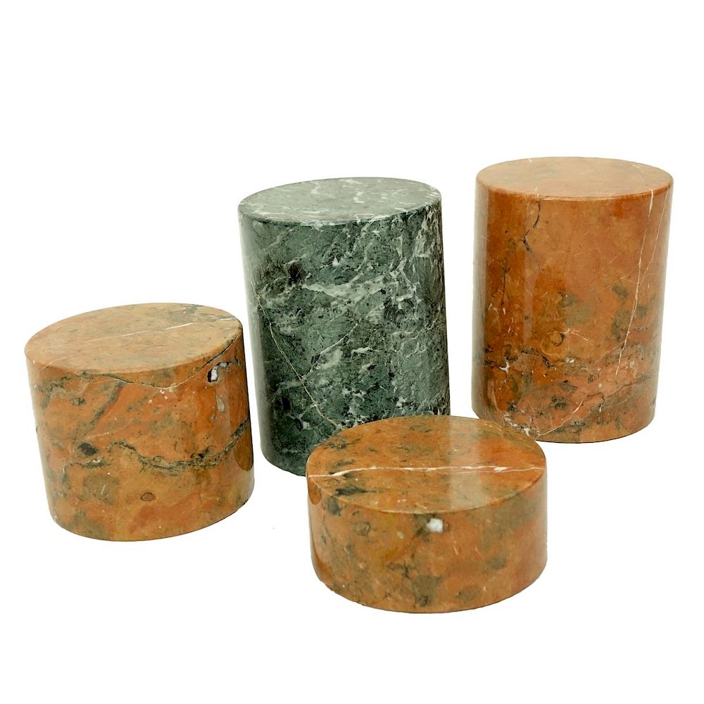 Appraisal: Four Rouge and Green Marble Plinths Four Rouge and Green