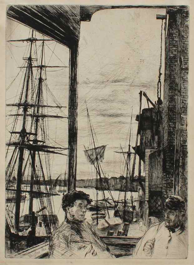 Appraisal: WHISTLER James Abbott McNeill - ''Rotherhithe'' Depicts a Dockside Scene