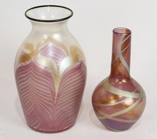 Appraisal: lot of Lundberg studios iridescent art glass vases lot of