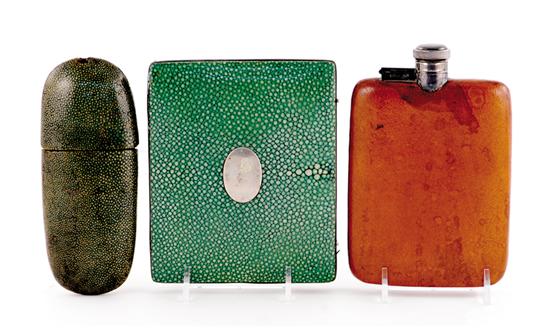 Appraisal: Gentleman's shagreen and leather cases late th early th century