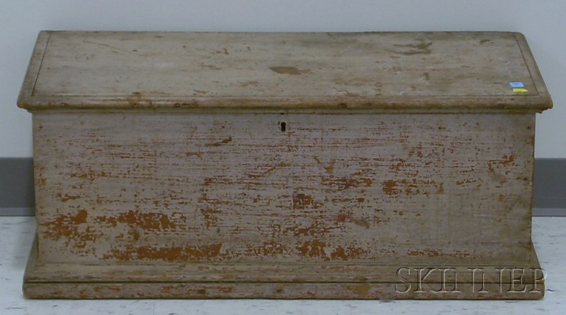 Appraisal: Small White over Red-painted Wooden Six-Board Storage Box with Applied