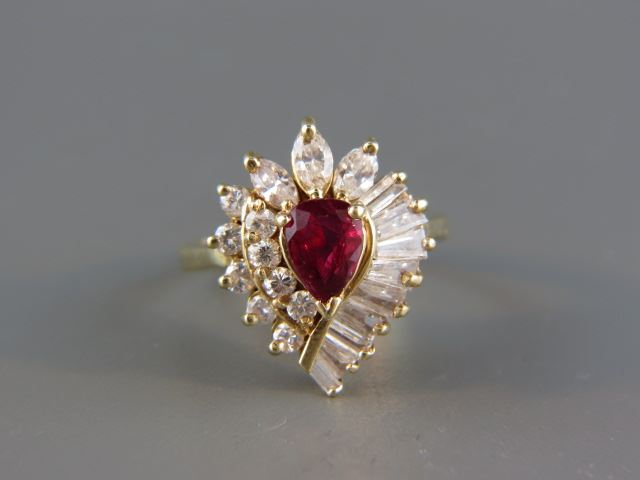 Appraisal: Ruby Diamond Ring pear shaped gem weighing carat and diamonds