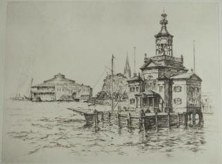 Appraisal: Anton Schutz etching Anton Schutz American - - ''The Barge