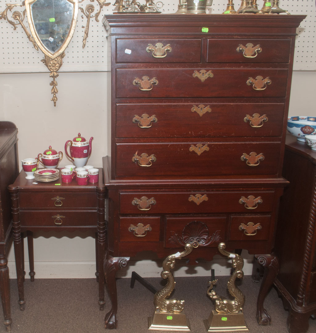 Appraisal: Three pieces of mahogany furniture including mirrored chest highboy and