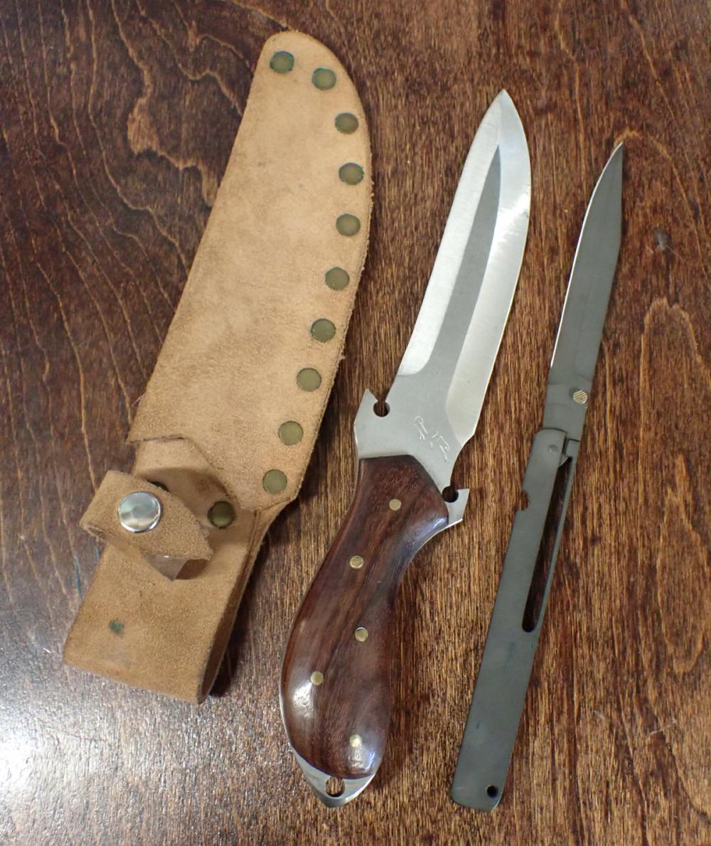 Appraisal: TWO VINTAGE CUSTOM MADE KNIVES the first a folding dagger