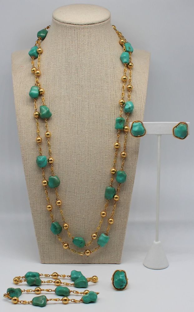 Appraisal: JEWELRY kt Gold and Turquoise Jewelry Suite Includes an kt